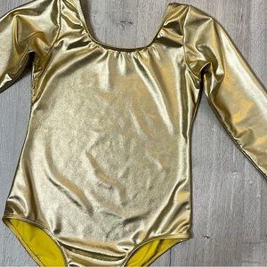 Speerise Gold Shiny Metallic Gymnastics Dance Leotard